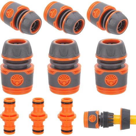 9 Pièces Embout Tuyau Arrosage, Kit de Raccord Tuyau D'arrosage pour Rallonge de Tuyau 13 mm (1/2"), Tuyau de Jardin avec Connecteur, pour début et Fin de Tuyau, Necessaire Darrosage
