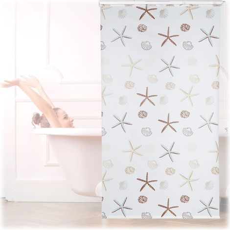 Ocean, 120x240 cm, Rideau de douche, baignoire bain store, fixation plafond, semi-transparent, PVC, plastique, aluminium, 240 x 120 x 5 cm (1/5)