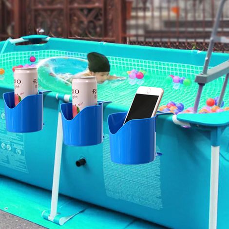 ALLIANDISPoolside Cup Holder No Drill Hanging Organizer with Strong Grip for Hot Tub Beach Patio Swimming Pool Accessories 2-piece set (1/5)
