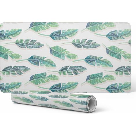 Alfombrilla antideslizante para escritorio con dise帽o de hojas tropicales, 90x45 cm.
