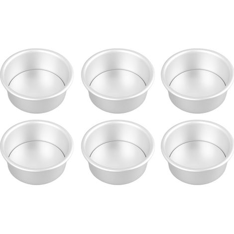 Molde redondo para pasteles con revestimiento antiadherente y base desmontable, juego de 6 piezas, 10 cm (4 pulgadas), ideal para bodas y cumpleaños. (1/5)