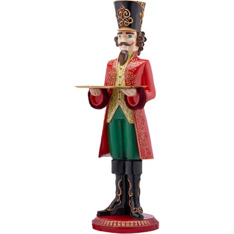 Soldatino schiaccianoci con vassoio in resina decorazione natalizia, h 106 cm (1/2)