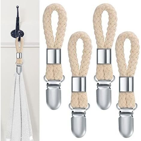 CSPARCV 11,5x2,3 cm 4 pezzi Clip per asciugamani, ganci per strofinacci, ganci per asciugamani, porta asciugamani da bagno, clip per asciugamani per armadi e asciugamani appesi (1/5)