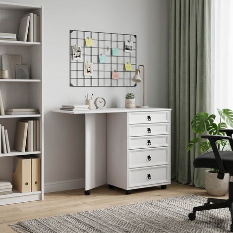 vidaXL Cabinete Rodante con Cajones y Tapa Plegable CORONA Blanco (1/2)