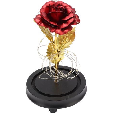 Rosenförmige Dekoration, künstliche Rosen mit LED-Licht im Inneren der Glaskuppel, konservierte Blumen, Geschenk für Mama/Freundin. (1/5)