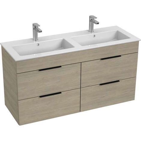 Jika Cube - Armario con fregadero doble 118x43x61 cm, fresno H4536621765141 (1/2)