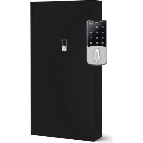 Metall-Aktenschrank fürs Büro DANIEL, 900 x 1850 x 400 mm, schwarz