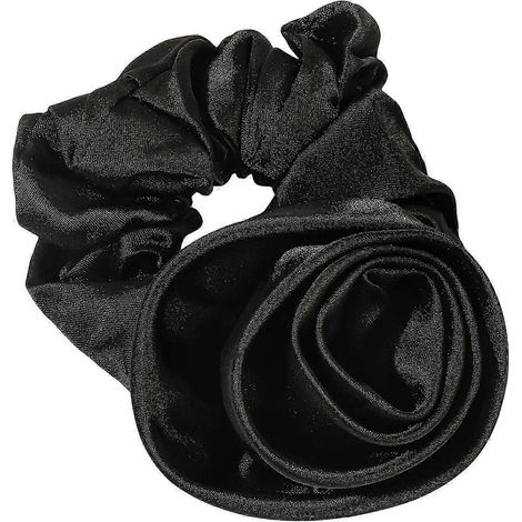 Chouchou élastique à cheveux avec décoration de rose, grand élastique en caoutchouc rose, chouchou pour cheveux de femme, support pour queue de cheval-Black (1/5)
