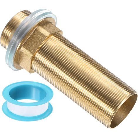 Faucet Extension Rod Mount 10cm x 32mm Brass Pipe Extender Nippe Clamp Nut Kit Extension Threaded Extender Extender High Foot Mount with Raised Nut (1/5)