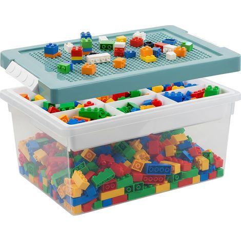 Boite Rangement pour, Plastique Enfant Jouets Empilable Organiseur Transparent avec Compartiments et Couvercle pour Ranger les Jouets (1/5)