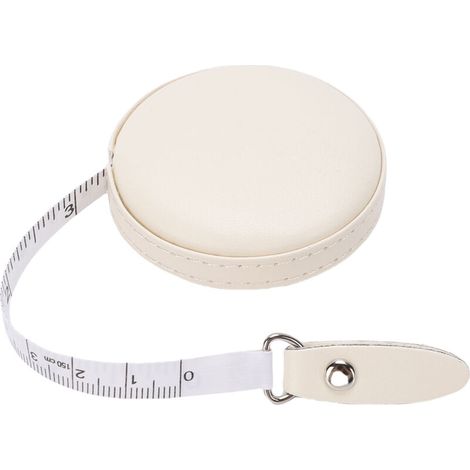 Mètre ruban de couture, ruban de mesure pour vêtements, vêtements et travaux manuels, ruban de mesure rétractable double face de 1,5 m (59 pouces) avec bouton-poussoir rond（Beige）