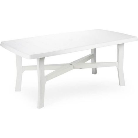 Tavolo da giardino Senna in resina con piano in resina bianco 180x100cm (1/4)