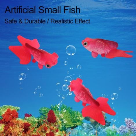Aquarium Decoration Funny Artificial Silicone Small Fish Fish Tank Ornament Red Goldfish (1/4)