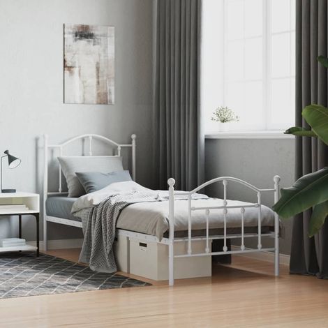 Estructura cama sin colchón con estribo metal blanco 90x190 cm vidaXL (1/5)