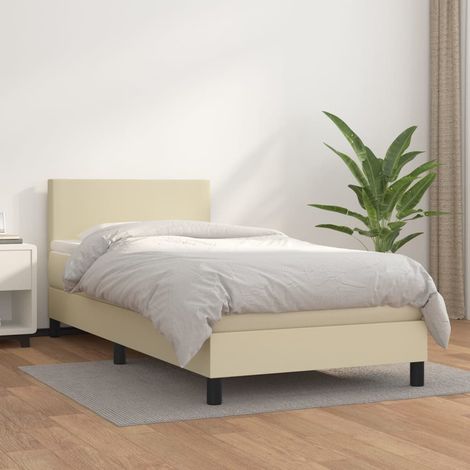 Boxspringbett mit Matratze Creme 80x200 cm Kunstleder