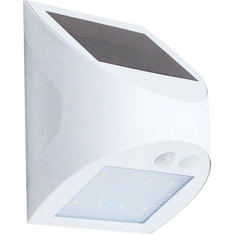 “Kolam” Solar-LED-Wandleuchte mit PIR-Bewegungs- und Dämmerungssensor (3W 6000K 300lm) IP65 weiße Farbe