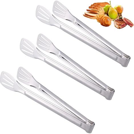 Pièces Pince Cuisine INOX, 7 Pouces Pince à Barbecue en Acier Inoxydable  Pinces Alimentaire Cuisine Multifonction, Pinces à Viande Pince à Salade pour Cuisiner, Griller, Steaks, Desserts, Spaghetti (1/5)