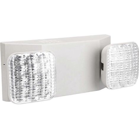 Luminaire de secours commercial blanc avec 2 têtes carrées à DEL et éclairage de sortie réglable (1/5)