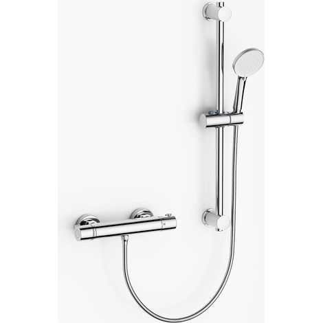 Shower Mixer, Thermostatic Shower Tap, Comfort 3 Jet Shower Head, Shower Set, 700 mm Shower Bar, Chrome (1/5)