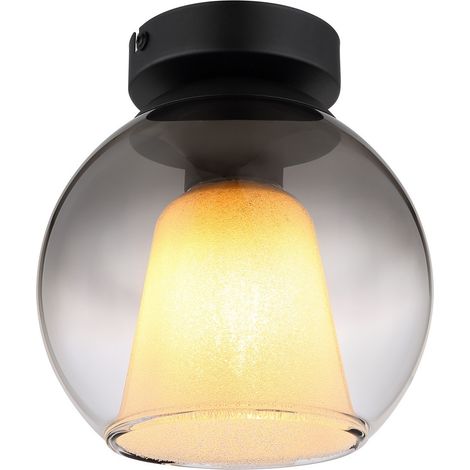 Globo - plafoniera - BARRY - nero - vetro - Ø 18cm - E27 - 15749D (1/4)