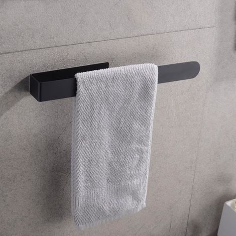 Auto-Adhésif Porte-Serviettes De Salle De Bain Sans Perçage Cuisine Porte-Serviettes Auto-Adhésif Acier Inoxydable - 37 Cm noir (1/5)