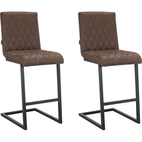 Wanda-Chaise de bar Lot de 2 Marron (1/5)