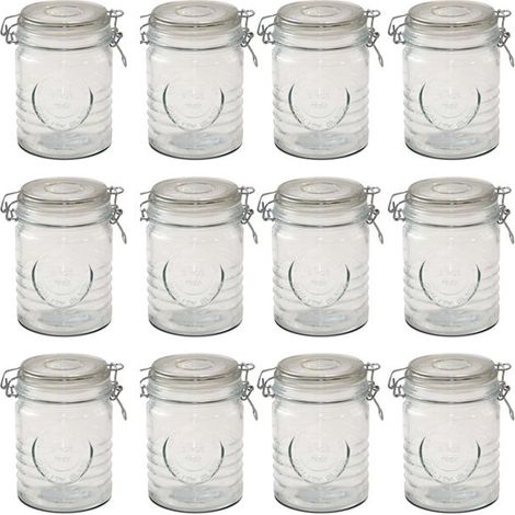 Bocaux hermétiques en verre - JUANIO - Lot 12 - 0,7 L - H 14,5 cm - Ø 10,2 cm (1/5)