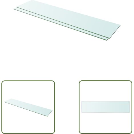 The Living Store Panneaux d'étagère 2 pcs Verre Transparent 110 x 25 cm - Etagere Murale - Étagère Verre - Décoration Murale - Rangement Mural - Meuble Design (1/3)