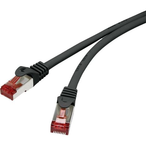 3 m schwarzes Cat 6 S/FTP RJ45-Netzwerkkabel mit Schnappstecker und vergoldeten Kontakten – flammhemmend, 1 Stück