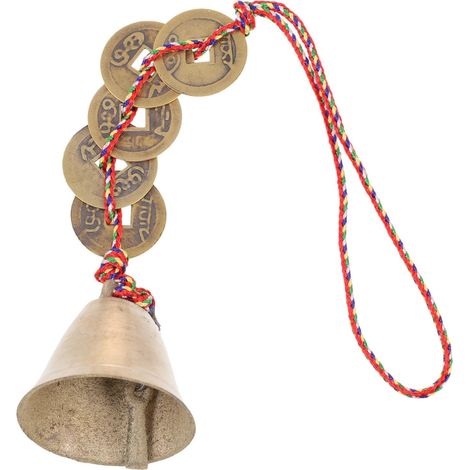 Pendentif Cloche Chinoise Feng Shui en Laiton Khaki Solide pour Décoration de Scène et Voiture Design Unique et Élégant (1/5)