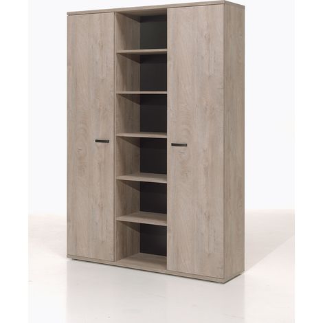 Armoire haute de bureau contemporaine 160 cm chêne clair Othello