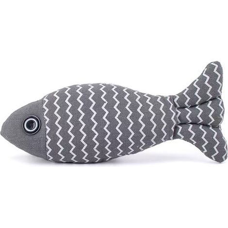 Jouet pour chat en forme de poisson, 1 grand jouet pour chat, jouet souple à griffer pour chats d'intérieur, jouet pour chat durable et hautement interactif avec de l'herbe à chat (Gris) (1/5)