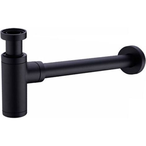 Laiton Siphon de Lavabo, Universel Syphon Design, Réglable Anti Odeur, Noir Mat， (1/5)