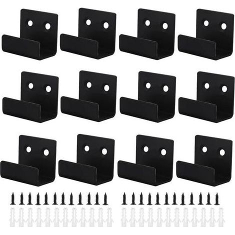 Lntyq Crochet Mural Robuste 12Pcs Support Mural Miroir de Fixation Crochets Muraux Crochet Mural a Visser avec Vis pour Bain Cuisine Garage(Noir, Largeur Intérieure de 21mm) (1/5)