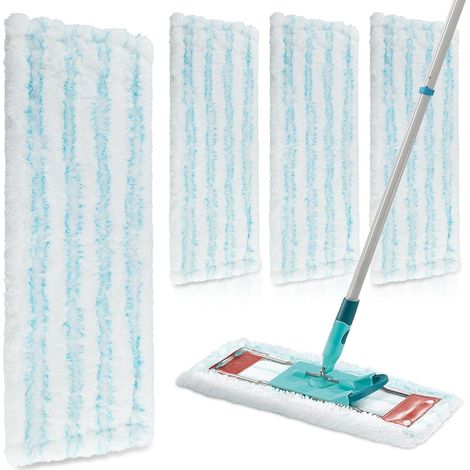 Lot de 4 Housses de Rechange Microfibres Compatibles Leifheit Profi XL (Micro Duo / Cotton Plus) - Serpillières Ultra-Absorbantes pour Sols Durs (1/5)