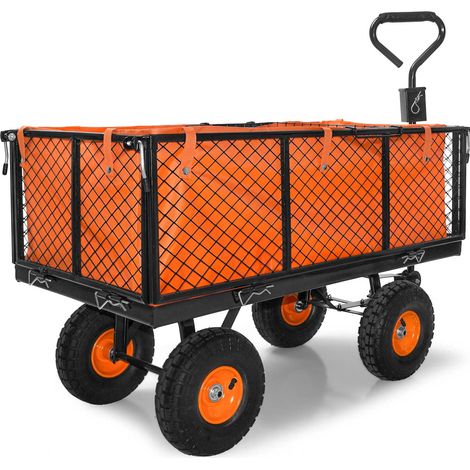 Carro para jardn con ruedas carga mx de 550 kg carretilla de jardn con lona extrable transporte fcil con rejilla adicional
