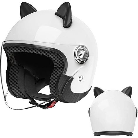 Casco abierto · Casco abierto 3/4 para motocicleta，scooter eléctrico clásico con orejas de gato para jóvenes，para uso en carretera，54-62 cm
