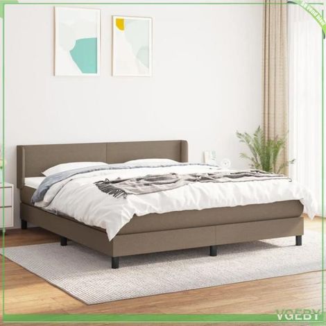 Sommier à lattes de lit avec matelas - 3129573 - Tissu taupe - 180x200 cm (20 cm) - Ressorts ensachés, soutien ferme (1/5)