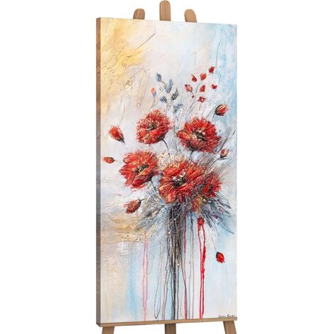 Gemälde Rote Mohnblumen auf Keilrahmen 115x50 cm (1/5)