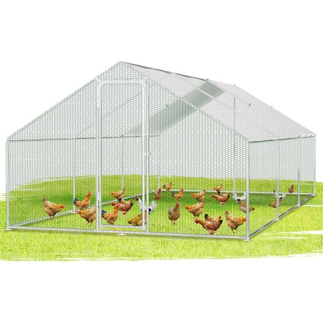 Jiubiaz Enclos 3×6×2 m – Poulailler en métal accessible, 18 m² de surface, porte verrouillable, parc extérieur pour poules, petits animaux et plantes