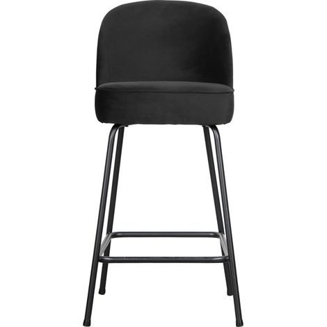 Chaise de bar 50x55x89 cm en velours noir - SANDER (1/3)