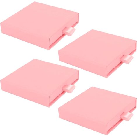 Coffret cadeau de 4 boîtes à bijoux roses - Petites boîtes de rangement pour bracelets, colliers et boucles d'oreilles - Idéal pour Noël, un anniversaire ou un mariage (1/5)