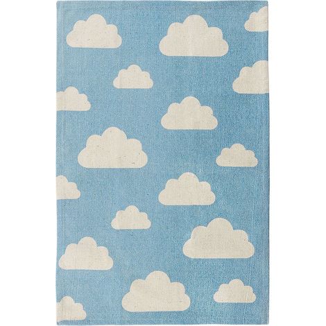 Area Rug Blue Cloud Print 60 x 90 cm Low Pile Runner for Children Playroom GWALIJAR (1/5)