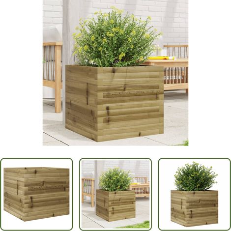 Jardinière bois pin -  Jardinière 50x50x45,5 cm bois de pin imprégné (1/5)