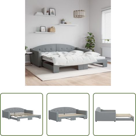vidaXL Sofa-Bett - Tagesbett Ausziehbar Hellgrau 100x200 cm Stoff (1/5)