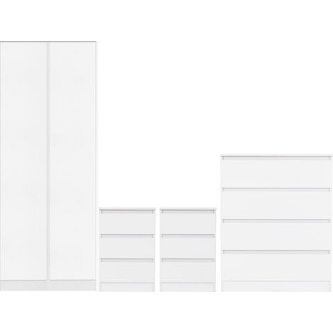 Malvern 2 Door Wardrobe Bedroom Set - White (1/5)