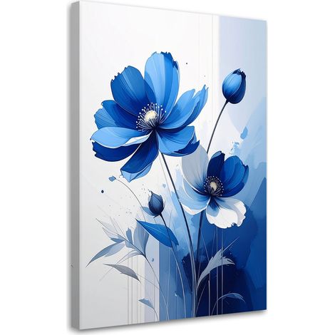 Quadro su tela, Fiori blu su sfondo chiaro - 20x30 (1/2)