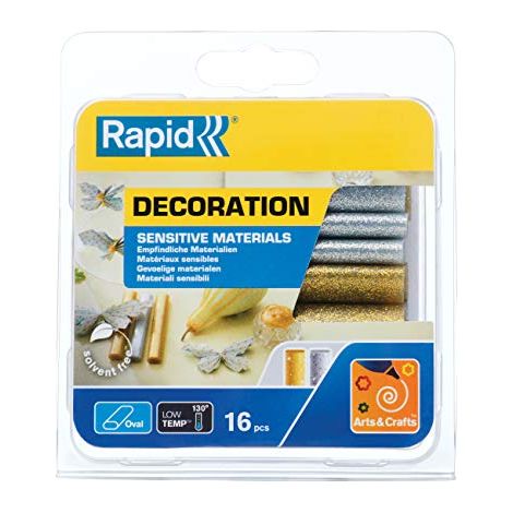 Rapid 40108463 Colla Rapid Oval a Bassa Temperatura Glitter Oro Argento, Assortiti