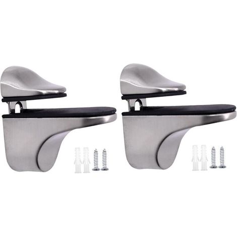 Support d'étagère en verre, équerre pour bois de 3 à 21 mm, pince de fixation pour étagères de chambre, réparation de meubles, finition brossée (1/5)