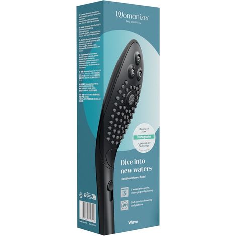 Handbrause Womanizer Wave schwarz wassersparend Schieberegler für Intensität (1/3)